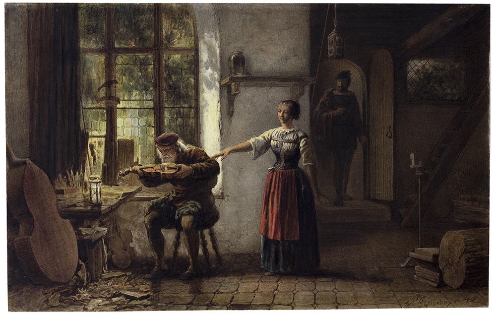 De vioolbouwer in zijn werkplaats